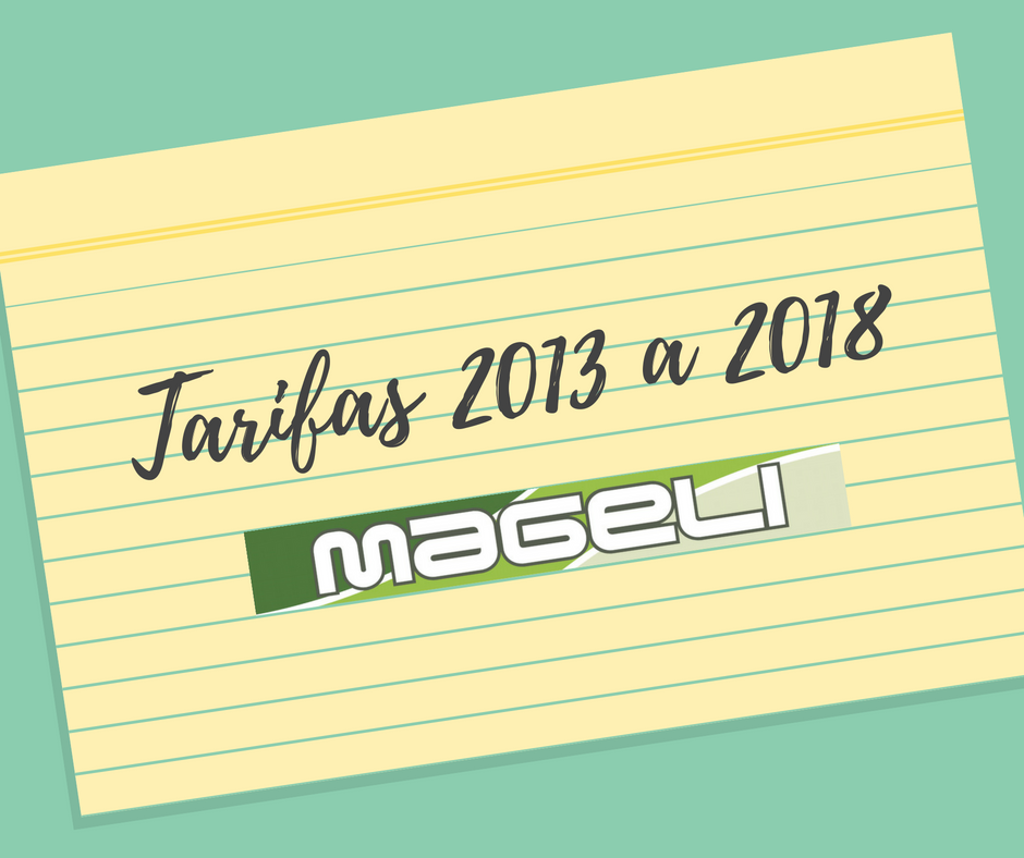 Tarifas 2013 a 2018
