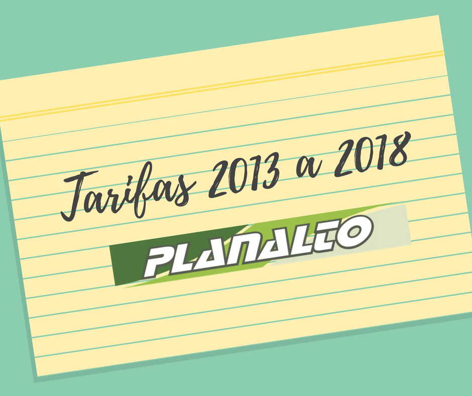 Tarifas 2013 a 2018
